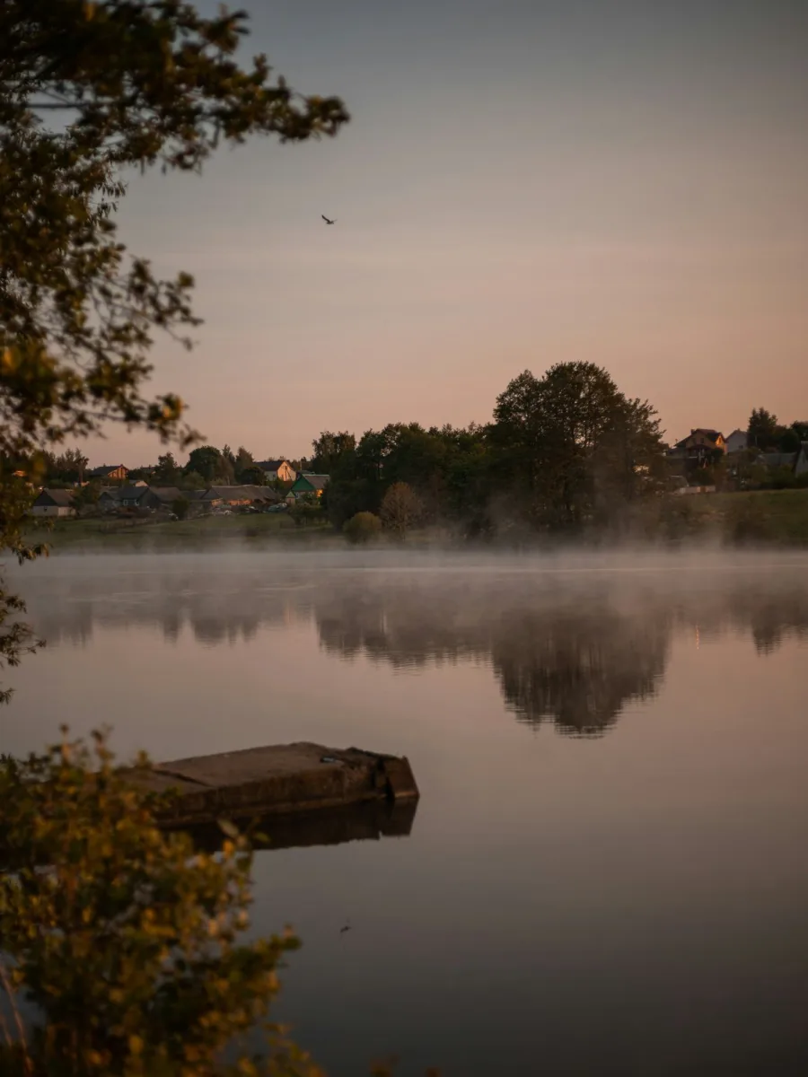 A still lake at dawn