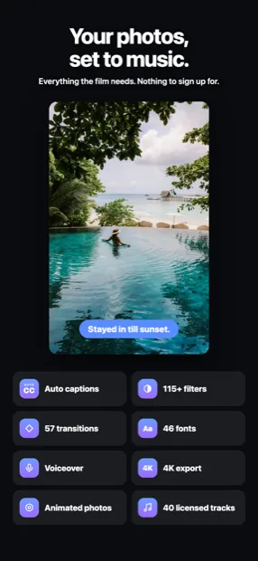 Moments app: photos set to music, with the film ready to share
